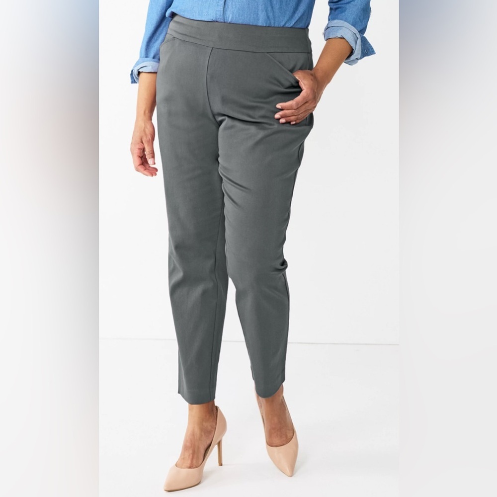 NWT Womens Plus size Croft & Borrow 24W Grey stretch woven casual work pant